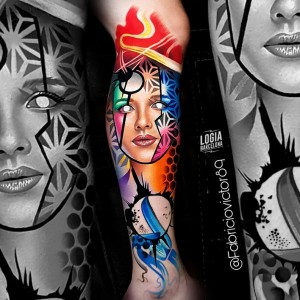 tatuaje_pierna_collage_retrato_fabricio_galdino_logia_barcelona 